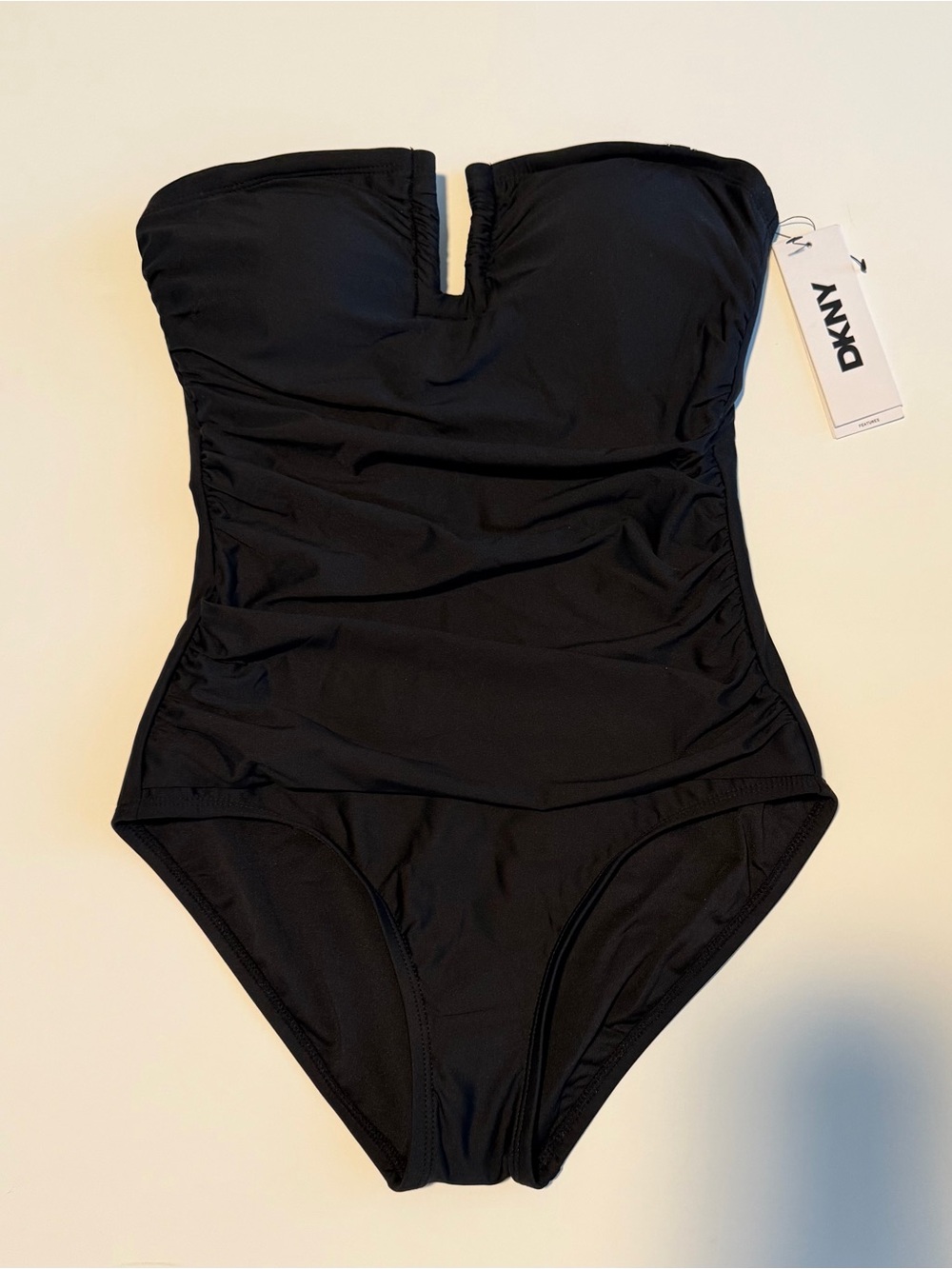 DKNY Women's U-Wire Bandeau One Piece Swimsuit with Tummy Control - Picture 4 of 7